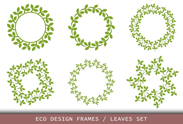 Illustration of leaves floral circular frame Vector illustration set