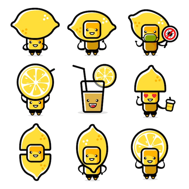 Illustration  of lemon character sets