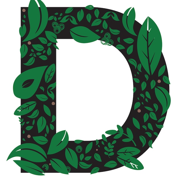 Illustration of Letter d Flower Green