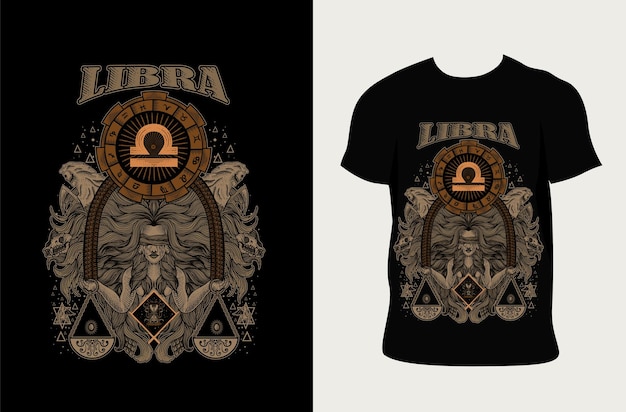 illustration  libra zodiac with t shirt design