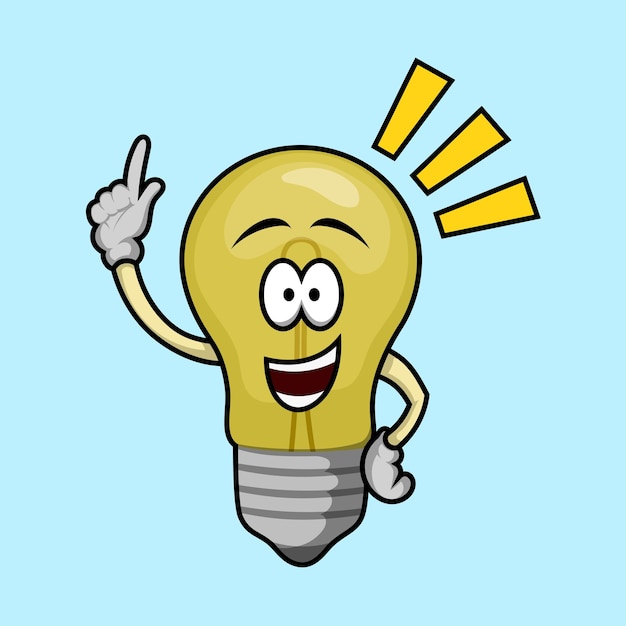 Illustration of a light bulb idea raising its hand