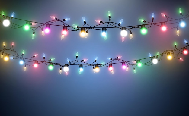 illustration of a light garland on transparent