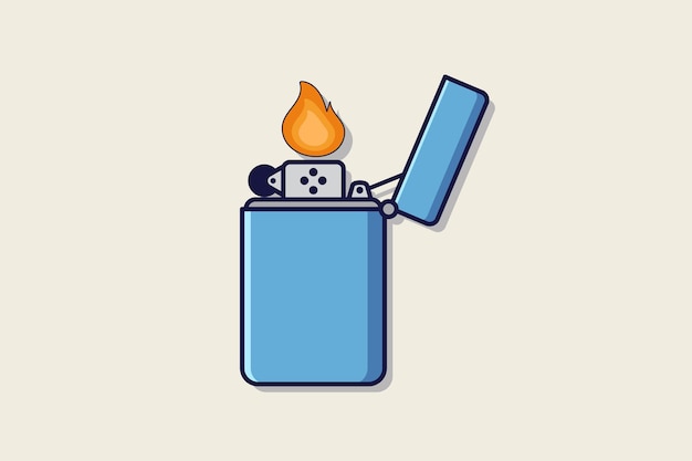 Vector illustration of a lighter with a flame in a flat style lighter icon