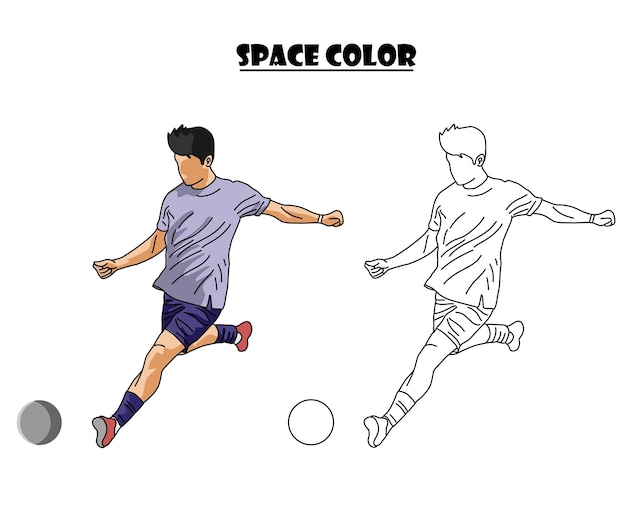 illustration and line art of football players illustrations for kids learning to color