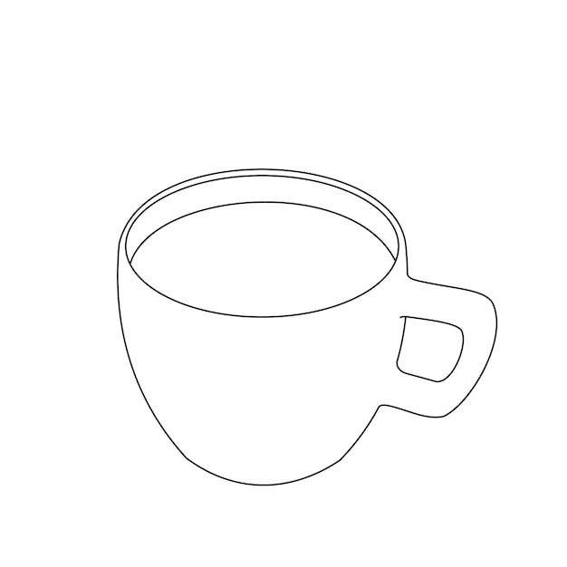 Illustration line drawing a fresh hot cup of coffee or tea Cup of italian