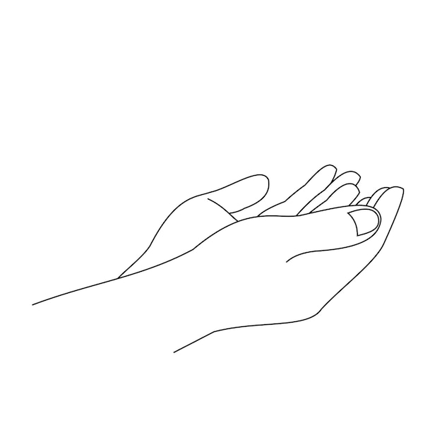 Illustration line drawing of a two hand open for praying For ramadan eid al fitr or church concept