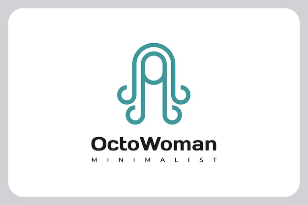 Illustration line Female Woman Women Girl Identity with Octopus Squid Tentacles Modern logo