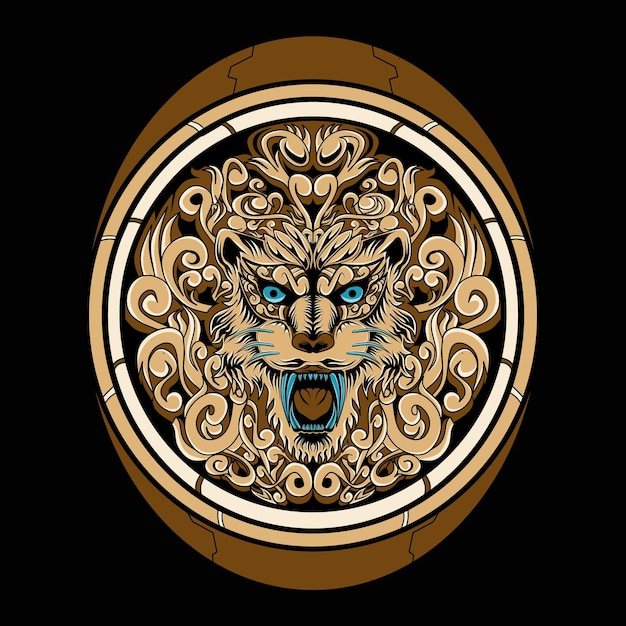 Illustration of lion head ornament