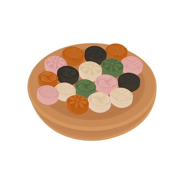 Illustration logo of delicious traditional Korean cake Dasik