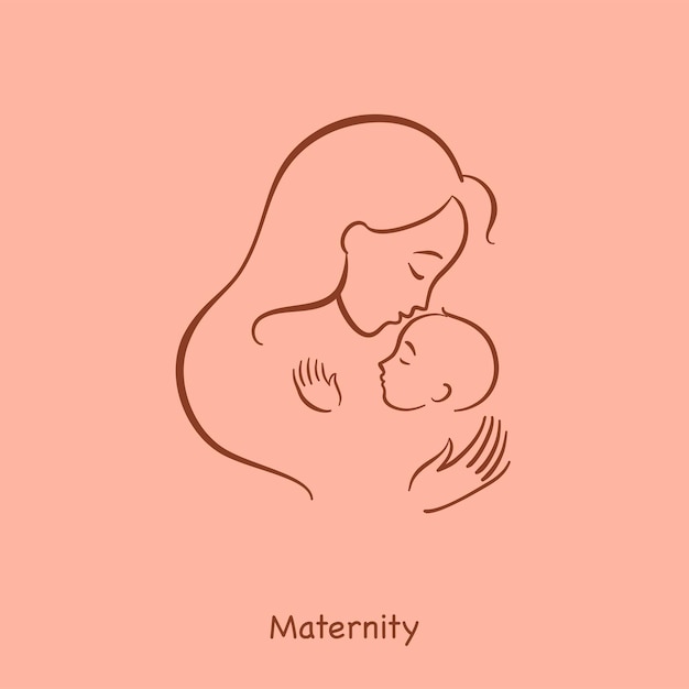 Vector illustration for a logo, mother with a baby in her arms.