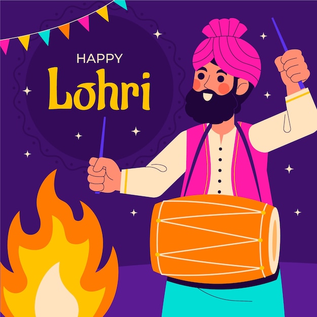 Illustration for lohri festival celebration