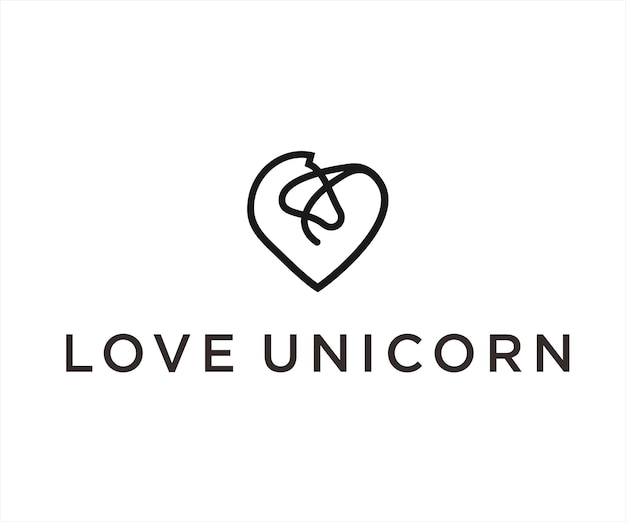 Illustration Love Unicorn logo template silhouette icon design template