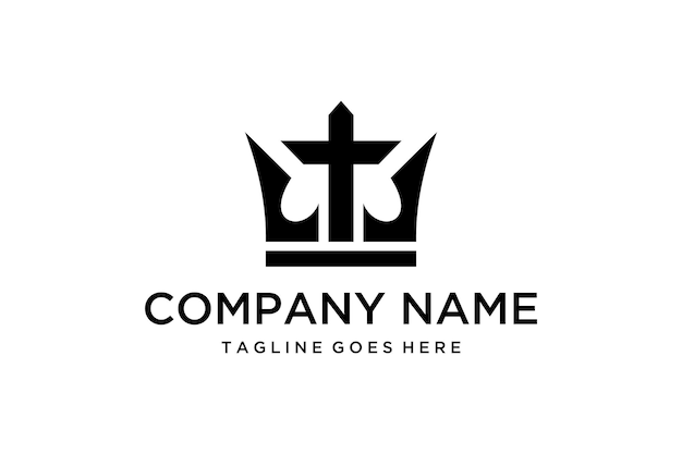 Illustration luxury of the church is symbolized by the cross and the crown logo design