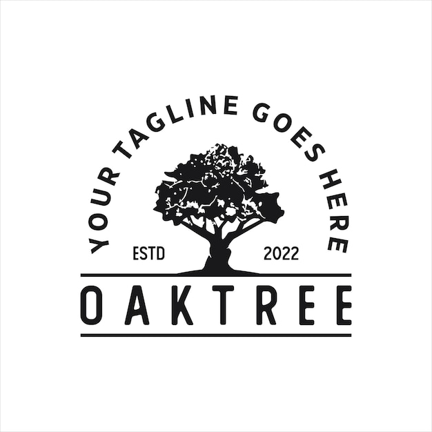 Illustration luxury Oak tree vintage sign logo design template