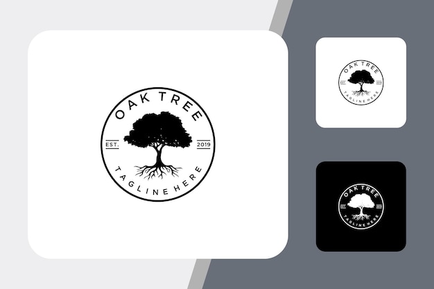 Illustration luxury Oak tree vintage sign logo design template