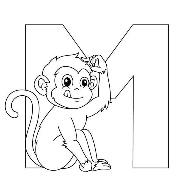 Illustration of M letter for Monkey