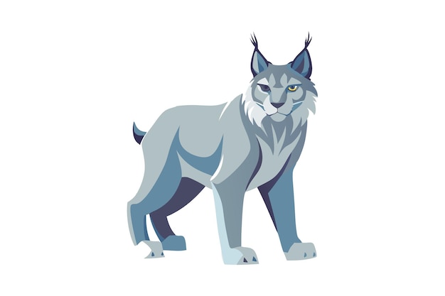 Vector illustration of a majestic lynx with a confident expression standing on a white background