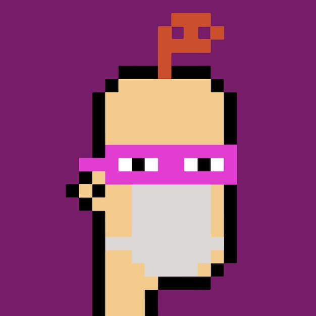 Illustration of male character in pixel art style