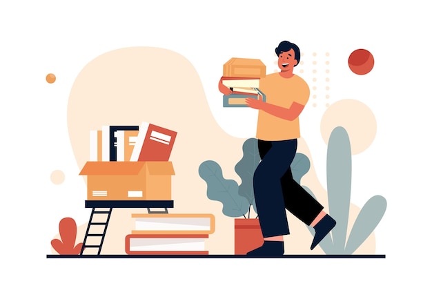 Illustration of a Man Carrying a book