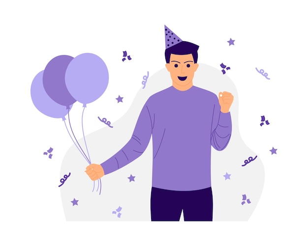 Illustration of a man celebrating a birthday