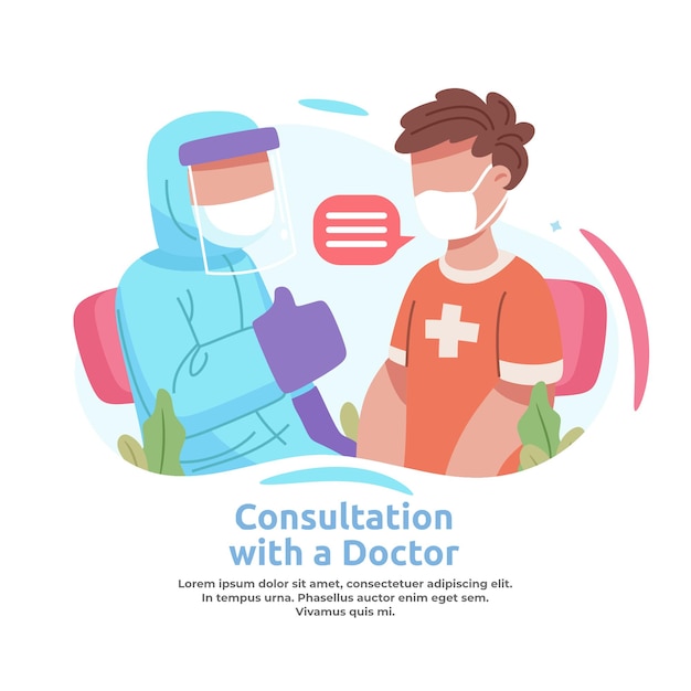 illustration of a man consulting a doctor about vaccines