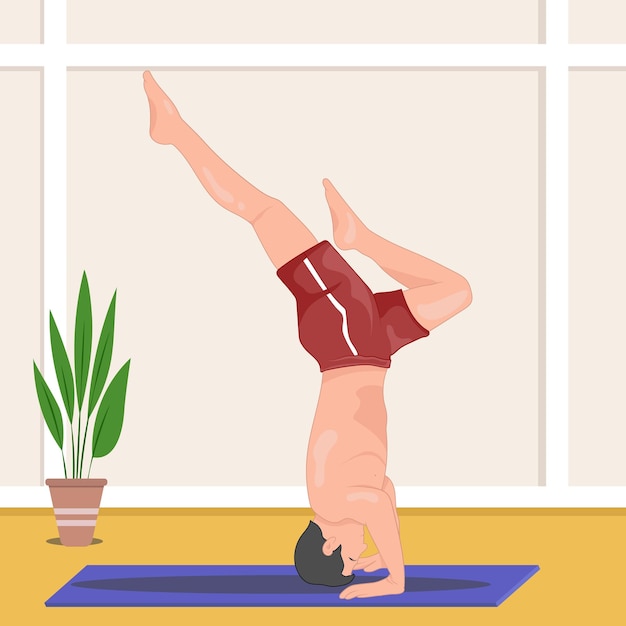 illustration of man doing asana for International Yoga Day on 21st June in outdor