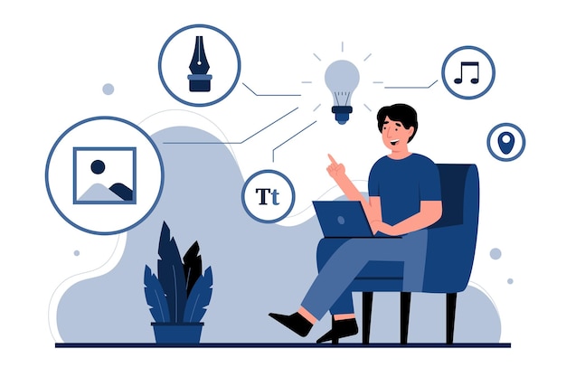 Illustration of a Man Getting an Idea