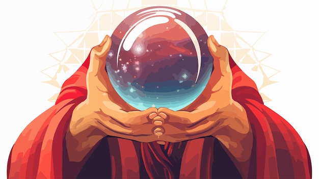 Vector an illustration of a man holding a glass ball with the words quot stars quot on it