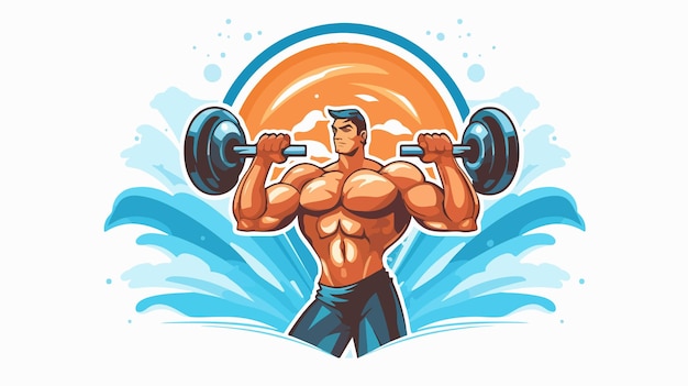 an illustration of a man lifting weights with the words bodybuilder