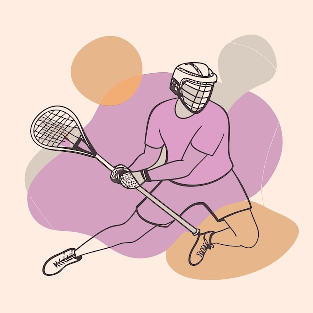 Vector an illustration of a man playing tennis with a helmet on