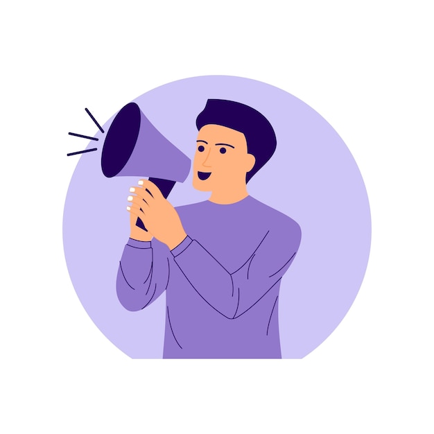 illustration of a man screaming with a megaphone