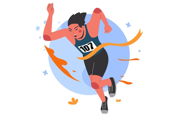 Vector illustration of a man taking part in a running race