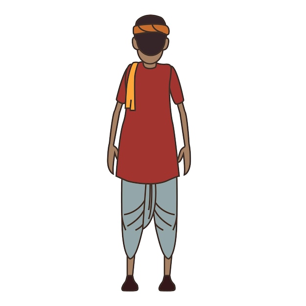 Illustration of a man wearing a red shirt and a red bandana