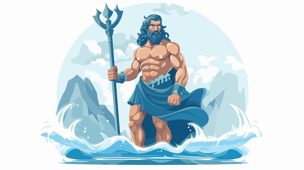 an illustration of a man with a large sword standing in the water