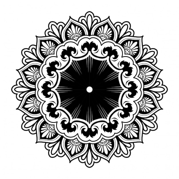 illustration of mandala art decor design. thick black lines against a white background. vector illustration.