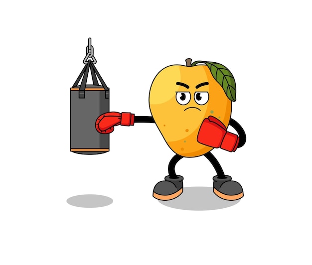 Illustration of mango fruit boxer character design