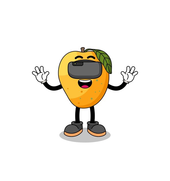 Illustration of mango fruit with a vr headset character design