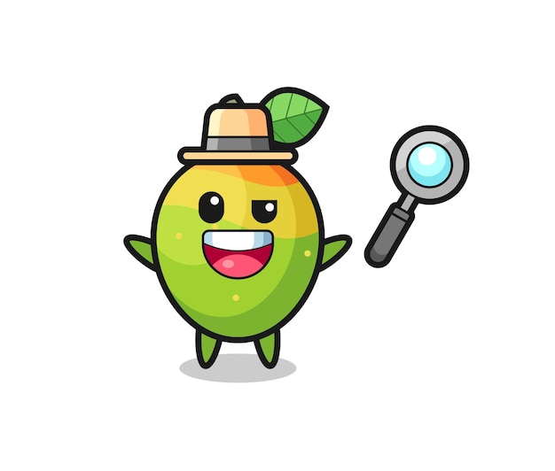 Illustration of the mango mascot as a detective who manages to solve a case , cute style design for t shirt, sticker, logo element