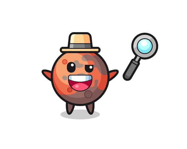 Illustration of the mars mascot as a detective who manages to solve a case