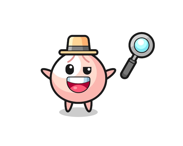 Illustration of the meatbun mascot as a detective who manages to solve a case