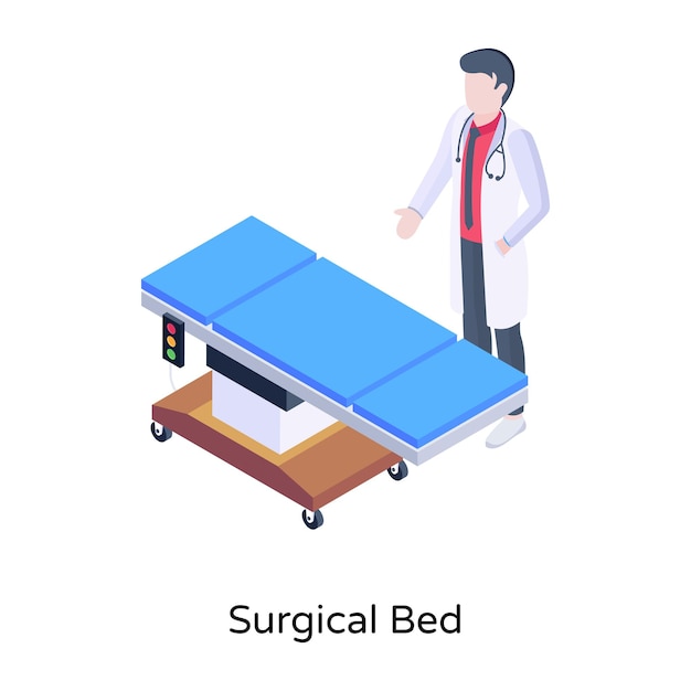 An illustration of medical bed in modern isometric design