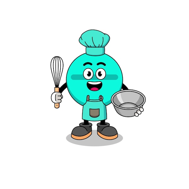 Illustration of medicine tablet as a bakery chef