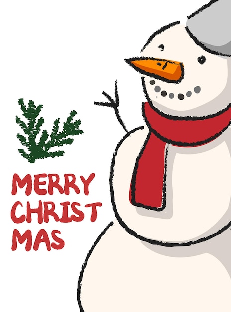 Illustration of Merry Christmas card with snowman