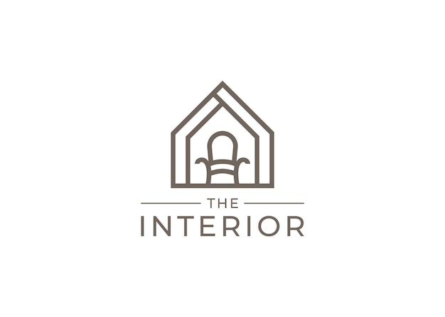 Vector illustration minimalist living room house interior with chair logo design