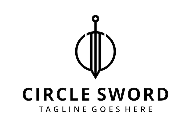 Illustration modern abstract sword or saber sign with circle logo design template