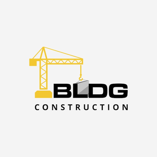 Illustration modern building with excavator machine logo design vector