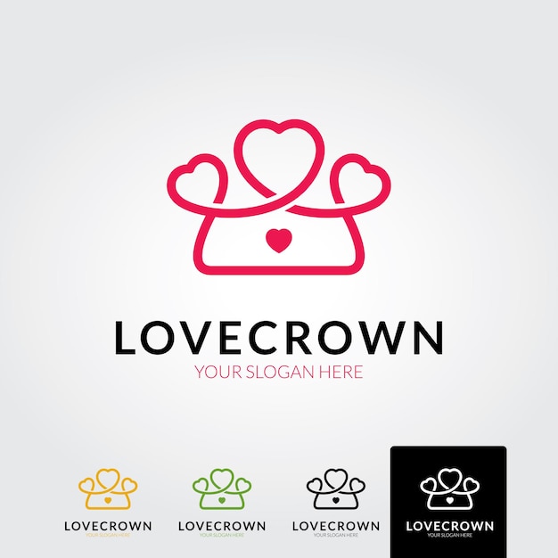 Illustration modern Crown jewelry with heart luxury logo design