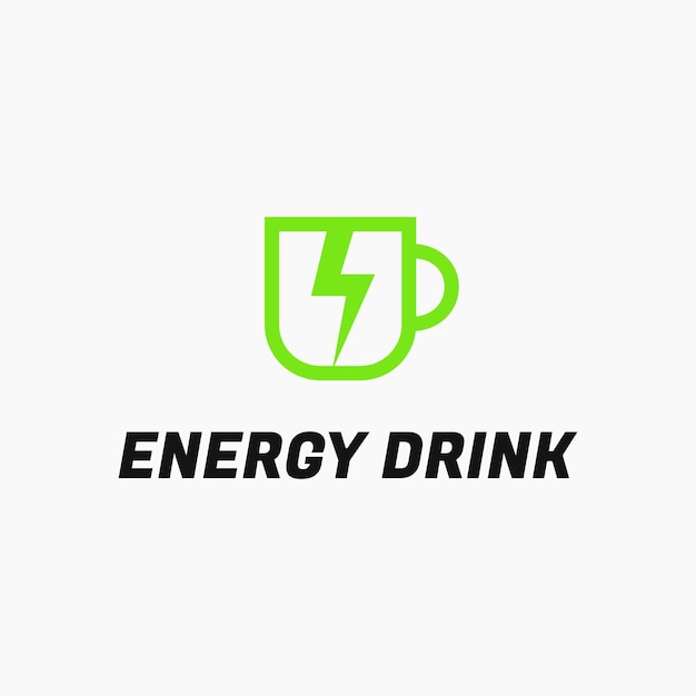 Illustration modern Energy Drink with cup and bolt Logo design vector