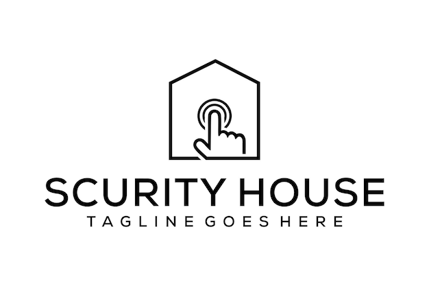 Illustration Modern home security system connected to the internet with one touch logo design