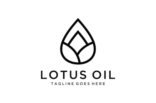 Illustration modern lotus sign combined essential oil drops minimalist clean logo design